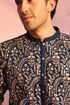 SHRESTHA By VASTRAMAY Men's Bottle Green Georgette Embroidered Kurta Pyjama Set